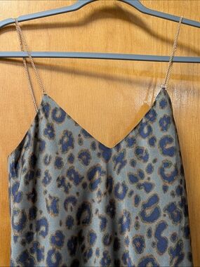 ba&sh Leopard-Print Slip Dress in Olive and Navy
